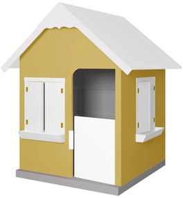 Casinha De Brinquedo Com Floreiros MDF Amarelo/Branco L12 - Gran Belo