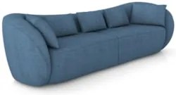 Sofá 3 Lugares 272cm Orgânico Pé Madeira Yume Linho Azul Z55 - Mpozena