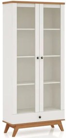 Estante Retro Joia com 1 Gaveta Porta de Vidro cor Off White com Freijo - 47477 Sun House
