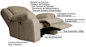 Poltrona do Papai Reclinável Manual Magnum PU Sintético Bege G23 - Gran Belo