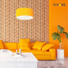 Lustre Pendente Cilíndrico Md-4099 Cúpula em Tecido 40x25cm Laranja - Bivolt