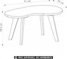 Mesa de Centro Orgânica 90cm Para Sala Cassia Menta A09     - Mpozenat