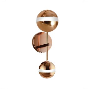 Arandela C/ Globo Filete B/2 Vertical 12X12X40Cm Metal E Vidro 2 X G9... (COBRE BRILHO, FOSCO)