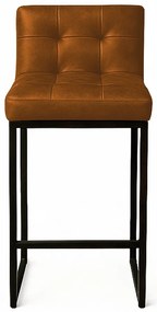 Banqueta Cozinha Alta com Encosto Industrial Preto Lirina PU C05 - D'Rossi - Whisky