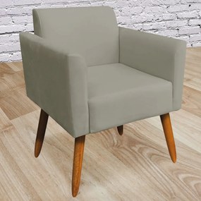 Poltrona Decorativa Isabella Pés Palito Madeira Suede Nude G19 - Gran Belo