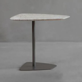 Mesa Lateral Nápoles Alta Mármore Travertino Base Bronze - 78390 Sun House