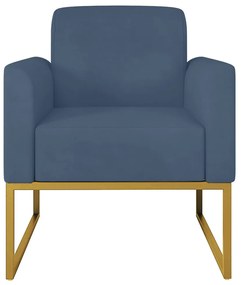 Poltrona Decorativa Isabella Base Industrial Suede Azul Marinho/Dourado G19 - Gran Belo