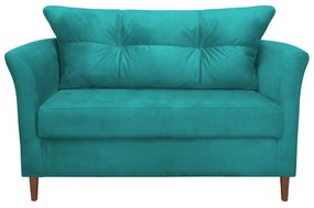 Namoradeira Ibis Decorativa 2 Lugares 1,35 m Recepção Quarto Sala Suede Azul Tiffany