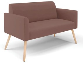 Sofá Namoradeira Pés Palito Natural Marisa Veludo D03 - D'Rossi - Rose