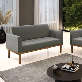 Sofá 2 Lugares Namoradeira Marisa Base Madeira Castanho Suede D03 - D'Rossi - Grafite