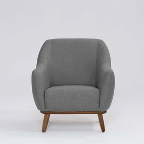 Poltrona Decorativa Pauline D07 Base Madeira Linho Mescla Cinza - D'Rossi