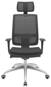 Cadeira Office Brizza Tela Preta Com Encosto Assento Aero Preto Autocompensador 126cm - 62986 Sun House