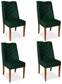 Kit 4 Cadeiras de Jantar Micheli Suede Verde Bandeira