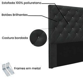 Cabeceira Cama Box Casal 140 cm Tania Veludo S04 - D'Rossi - Preto