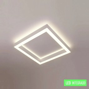 Plafon Dobby Quadrado 40X40X7,5Cm Led 90W Bivolt - Usina 19680/40 (BT - Branco Texturizado, 3000k)