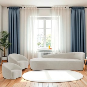 Kit Divã Recamier Orgânico França 250cm Lado Esquerdo e 2 Poltronas Amore Linho