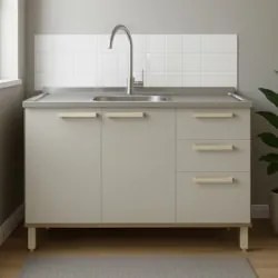 Balcão de Cozinha Com Pia Inox 120cm Nádia Mocca/Avelã L01 - Mpozenato