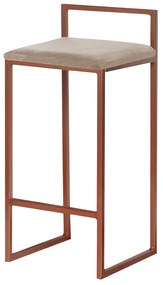 Banqueta Decorativa Selena Base Bronze Suede Cappuccino G41 - Gran Belo