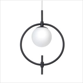 Pendente Cerchio 34X10X21,5Cm Metal Alumínio E Globo Ø10Cm 01Xg9 - Old... (BRANCO / COBRE BRILHO)