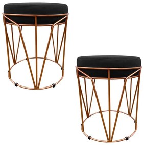 KIT 02 PUFF BABU SUEDE BASE COBRE DROSSI - Preto