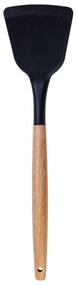Espátula de Silicone com Cabo de Madeira - Preto