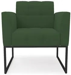 Sofá Namoradeira e 2 Poltronas Base Industrial Preto Ana Veludo Verde
