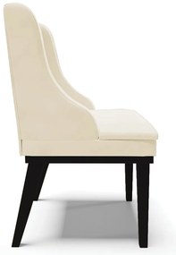 Kit 06 Cadeiras de Jantar Liz Veludo Bege Base Fixa Madeira Preto D03 - D'Rossi