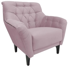 Poltrona Decorativa Roma Botonê Pés Madeira Veludo Rosa - Sheep Estofados - Rosa