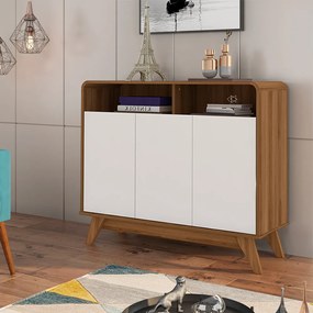 Buffet Aparador 3 Portas Vicenzo MDP Nature/OffWhite G21 - Gran Belo