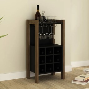 Adega Bar para Sala de Estar Decorativa AZ1032 MDP Nogal/Preto G69 - Gran Belo