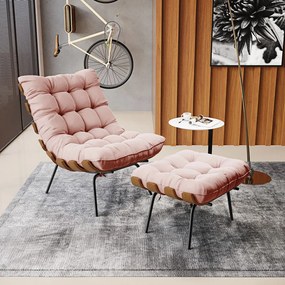 Kit 02 Puffs Costela Veludo Verde Base Metálica Preto - D'Rossi