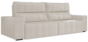 Sofá Retrátil 294 cm Sala de Estar Leonel Suede Bege G52 - Gran Belo