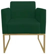 Poltrona Decorativa Base Industrial Dourada Maressa S23 Suede Verde -