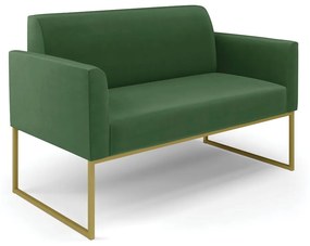 Sofá Namoradeira Base Industrial Dourado Marisa Suede Verde D03 - D'Rossi