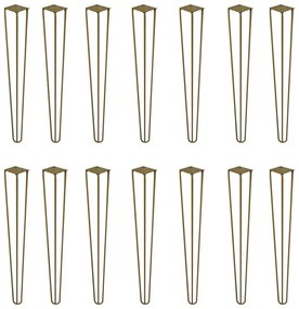 Kit 14 Pés de Metal 60 CM Hairpin Legs Mesa de Canto Aparador Dourado G41