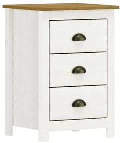 Mesa de Cabeceira 3 Gavetas Madeira Maciça Osiris Branco/Freijó G74 - Gran Belo