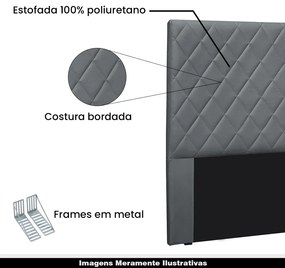 Cabeceira Decorativa 1,40M Baelon Veludo Cinza G63 - Gran Belo