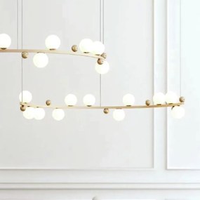 Pendente Aliança Metá 24X130X65Cm Globo 10Cm 11Xg9 - Usina 90000/11 (BT - Branco Texturizado, Cristal (Transparente))