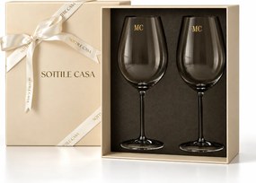 Conjunto 2 Taças de Cristal Mozart Basic p/ Vinho Malbec 620ml c/ Caixa de Presente  Incolor