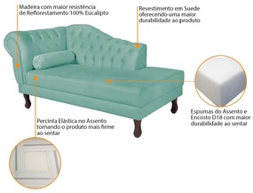 Recamier Diana 160cm Lado Direito Suede Azul Tiffany - ADJ Decor