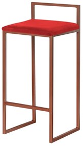 Banqueta Decorativa Jasmine Base Bronze Suede Vermelho G41 - Gran Belo