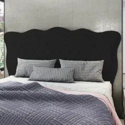 Cabeceira Casal King Cama Box 195cm Oregon Z04 Veludo Preto - Mpozenat