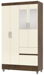 Guarda Roupa Solteiro 103cm Com Espelho Ideal Imbuia/Champanhe - Vila