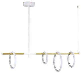 Pendente Ellos Com Haste Fixa 04 Argolas Magnéticas 120X100X30Cm Led 5... (Branco / Champanhe)