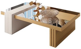 Mesa de Centro para Sala de Estar com Espelho Riad Freijó/Off White G26 - Gran Belo