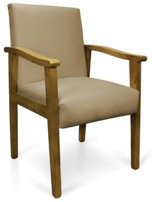 Poltrona Eloisa Suede Marrom Rato Base de Madeira Castanho