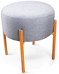 Puff Iron Linho Grafite A26 Base Metálica Cobre D03 - D'Rossi