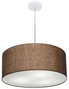 Lustre Pendente Cilíndrico Md-4049 Cúpula em Tecido 50x21cm Café - Bivolt