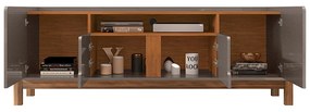 Rack 04 Portas Ayumi 190 cm Cinza Pérola e Cedro - D'Rossi
