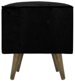Puff Quadrado Modena Sigma em Suede com Pés Palito Inclinado - Preto